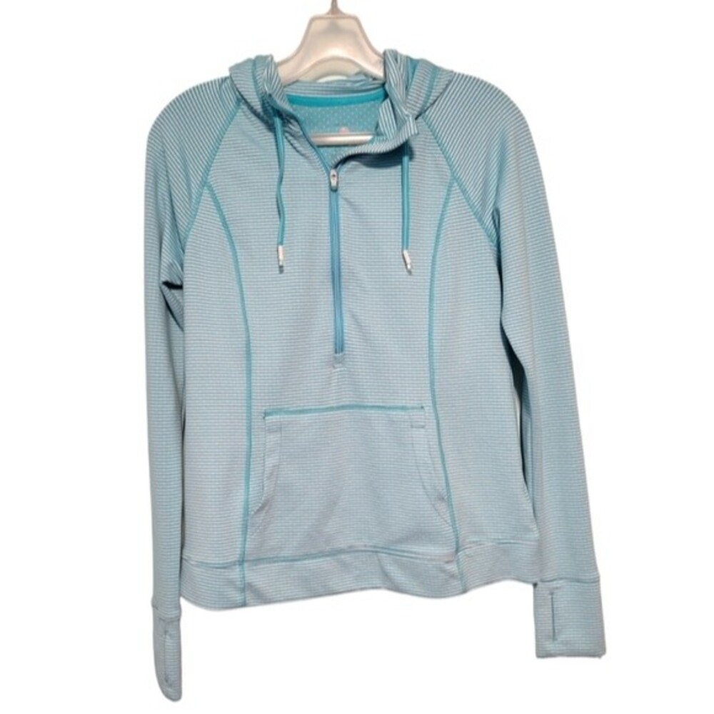 Tangerine Turquoise Blue Stripe Athletic Hoodie Size Small
